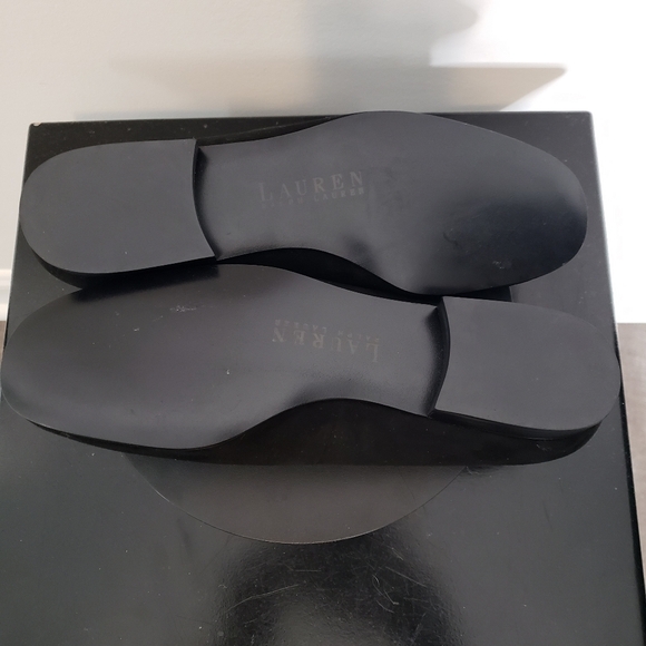 Ralph Lauren Black Suede Leather Upper Embroidered Loafer Flats Women's Size 7.5 - Picture 9 of 10